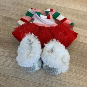 Build A Bear Winter Striped Dress with Shoes